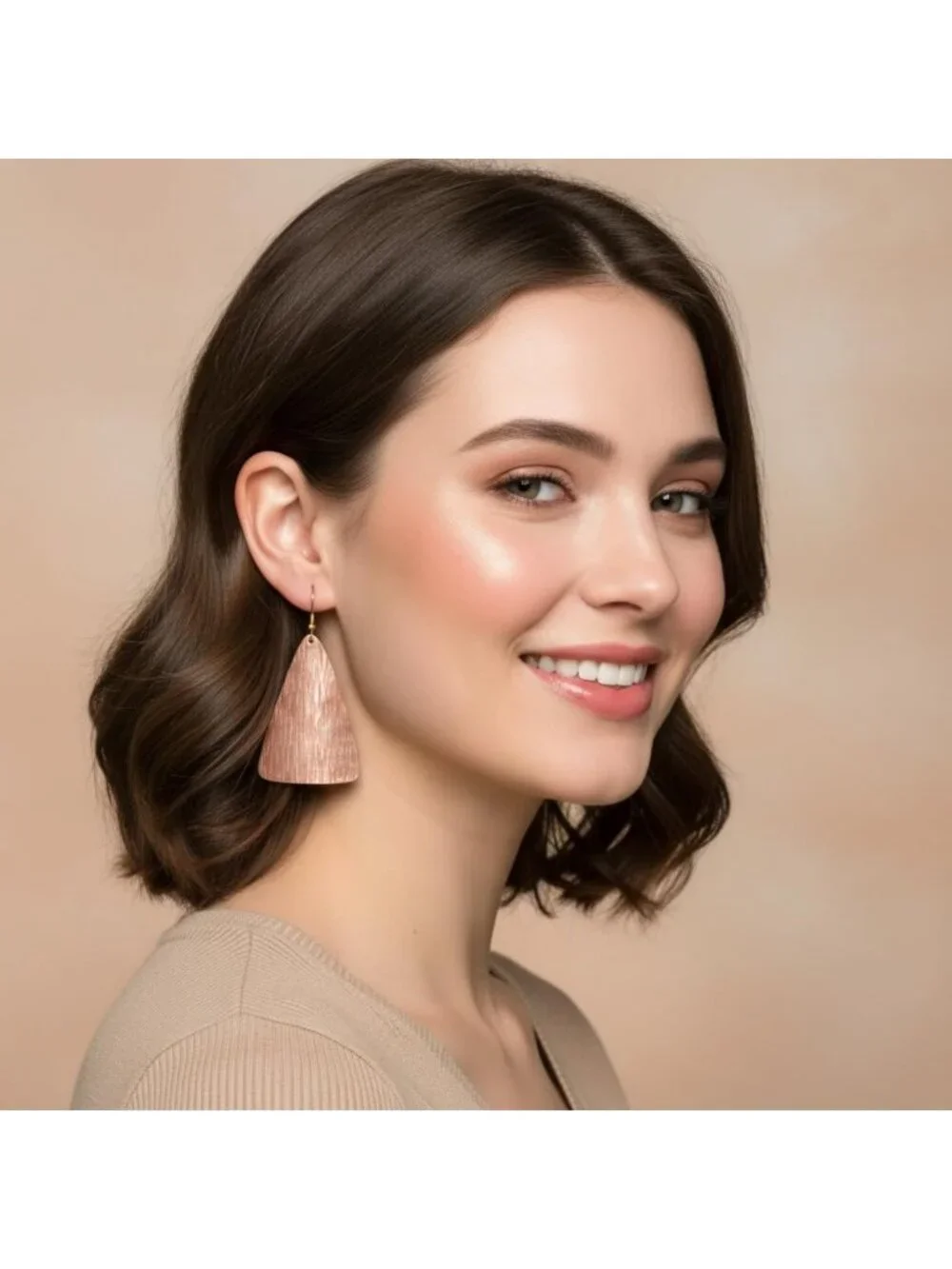 Rustic Hammered Copper Teardrop Dangle Earrings - Bohemian Vintage Style Jewelry